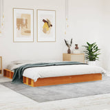 Bed Frame without Mattress Wax Brown 200x200 cm Solid Wood Pine