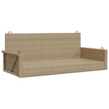 Swing Bench Beige 119x56x48 cm Poly Rattan