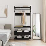 Wardrobe with Drawers Black 89x39x184.5 cm Engineered Wood