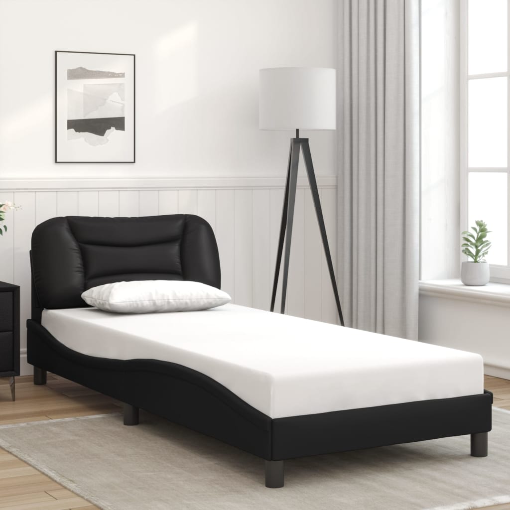 Bed Frame without Mattress Black 90x190 cm Single Faux Leather