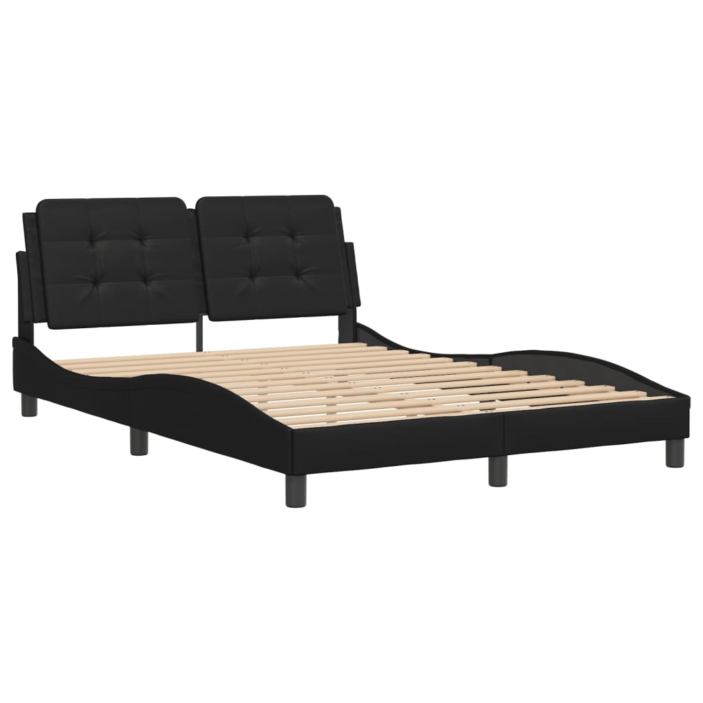 Bed Frame without Mattress Black 140x190 cm Faux Leather