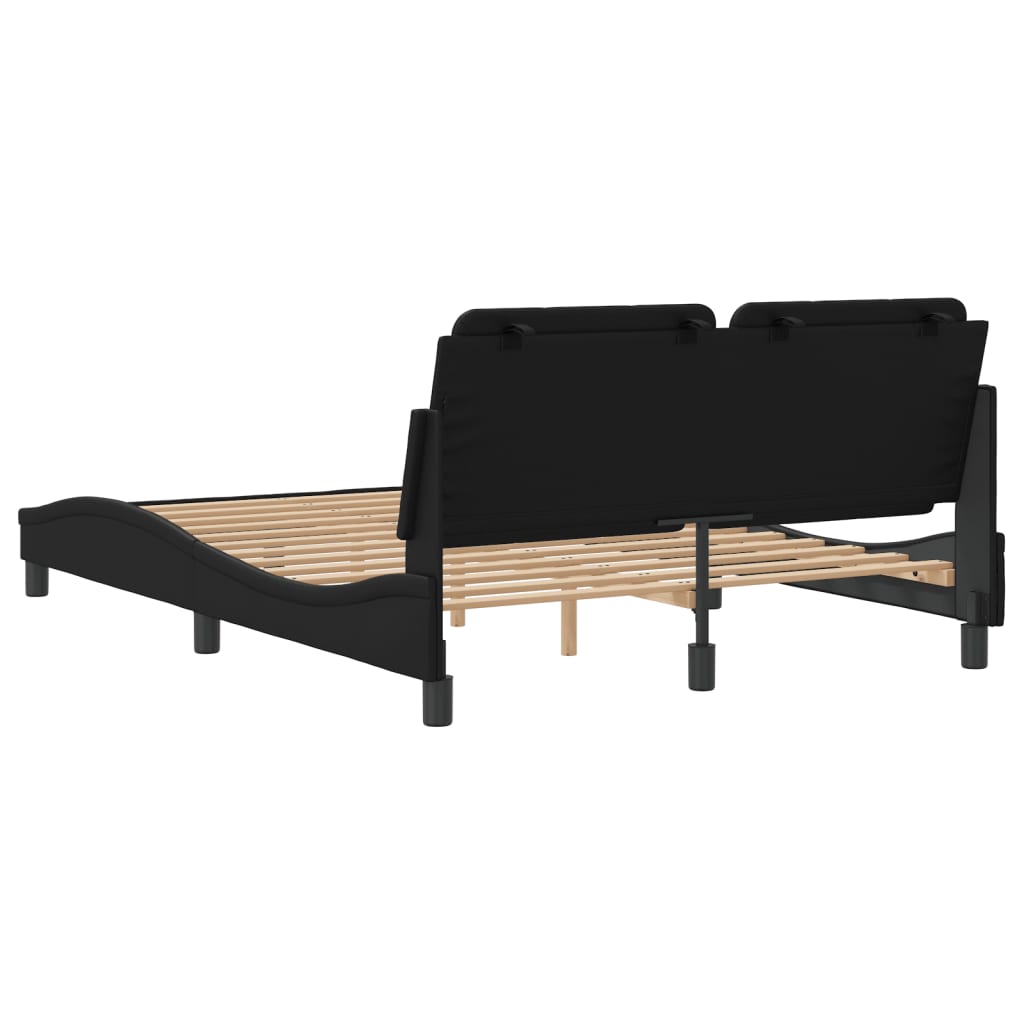 Bed Frame without Mattress Black 140x190 cm Faux Leather