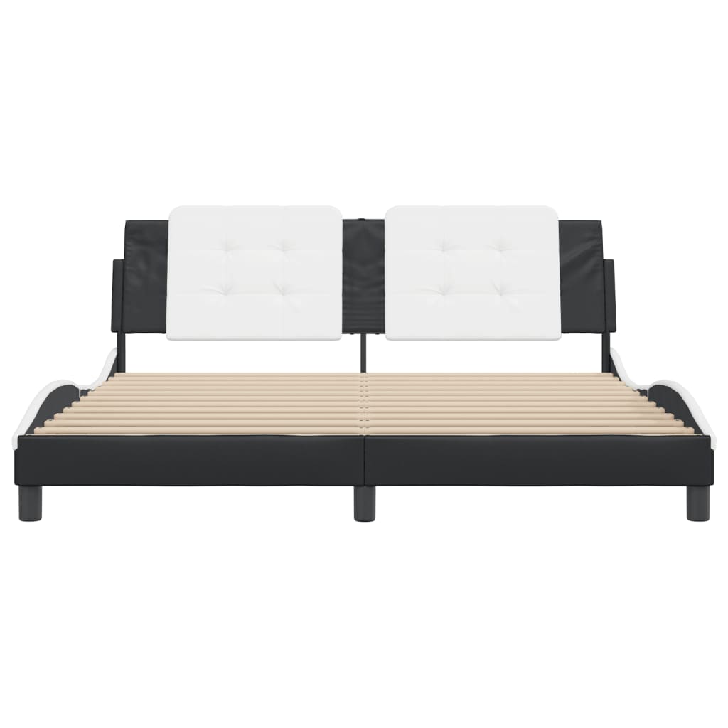 Bed Frame without Mattress Black and White 180x200 cm Super King Faux Leather