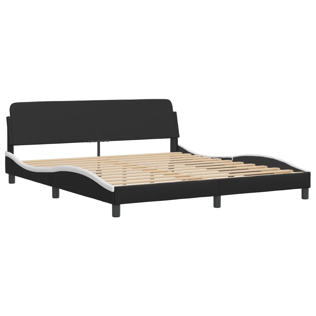 Bed Frame without Mattress Black and White 180x200 cm Super King Faux Leather