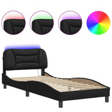 Bed Frame with LED without Mattress Black 90x190 cm Single