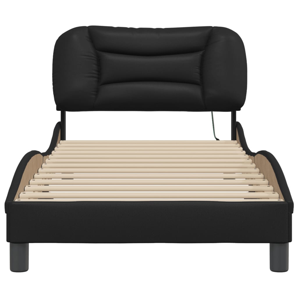 Bed Frame with LED without Mattress Black 90x190 cm Single