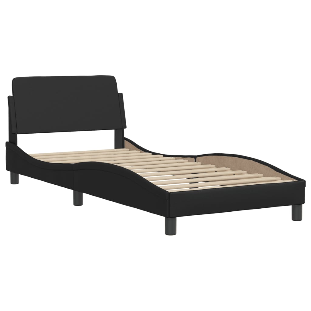 Bed Frame with LED without Mattress Black 90x190 cm Single