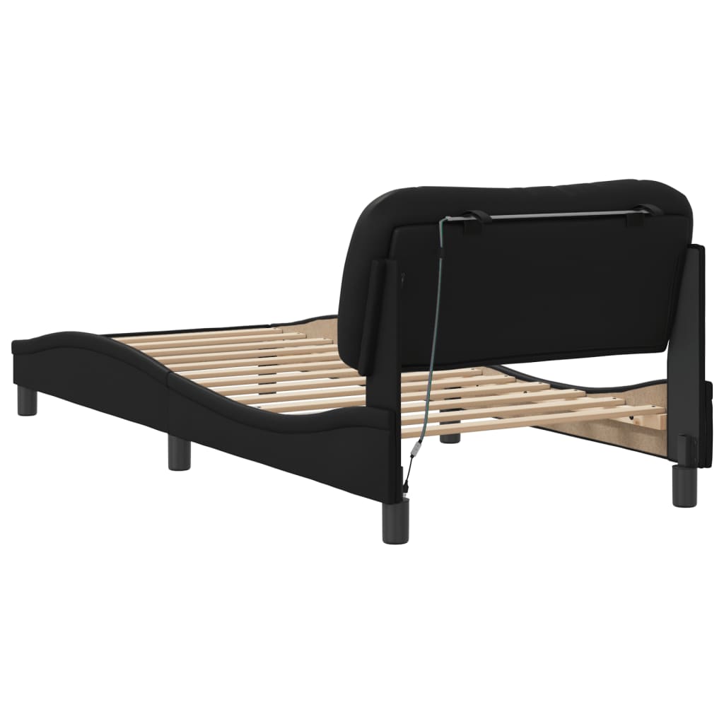 Bed Frame with LED without Mattress Black 90x190 cm Single