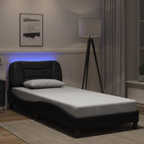 Bed Frame with LED without Mattress Black 90x190 cm Single