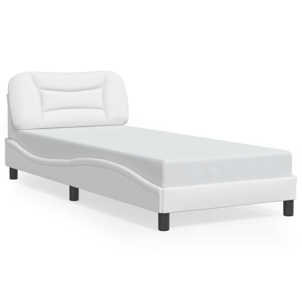 Bed Frame with LED without Mattress White 90x200 cm