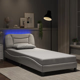 Bed Frame with LED without Mattress White 90x200 cm