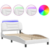 Bed Frame with LED without Mattress White 100x200 cm