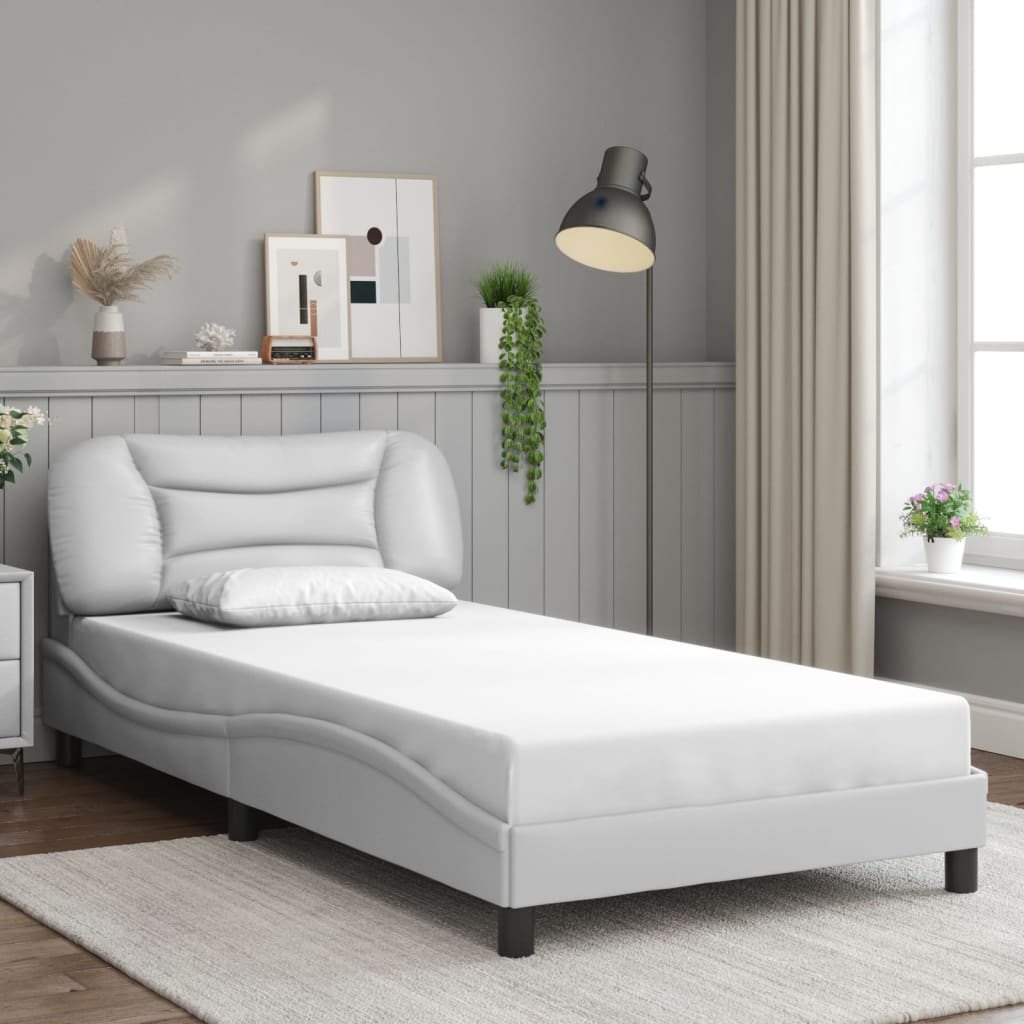 Bed Frame with LED without Mattress White 100x200 cm