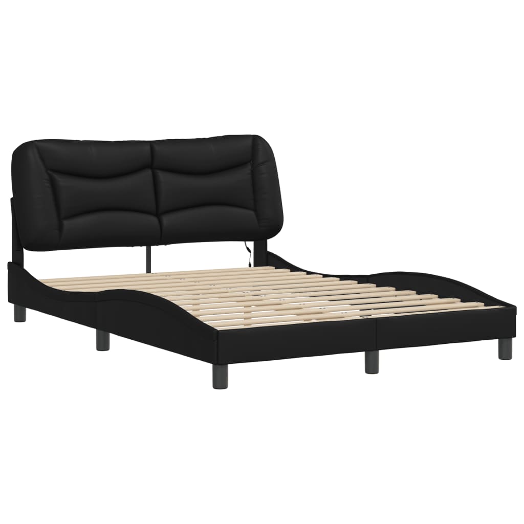 Bed Frame with LED without Mattress Black 120x200 cm