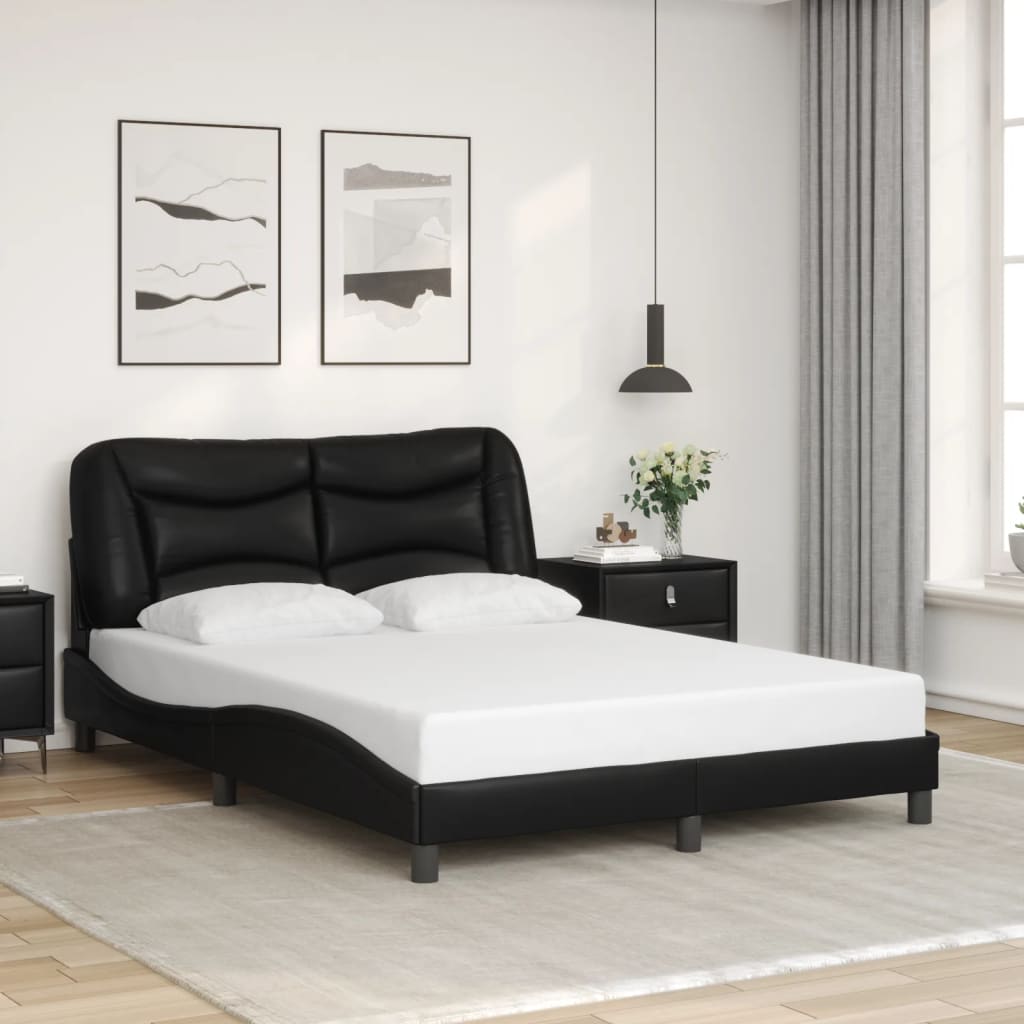 Bed Frame with LED without Mattress Black 120x200 cm