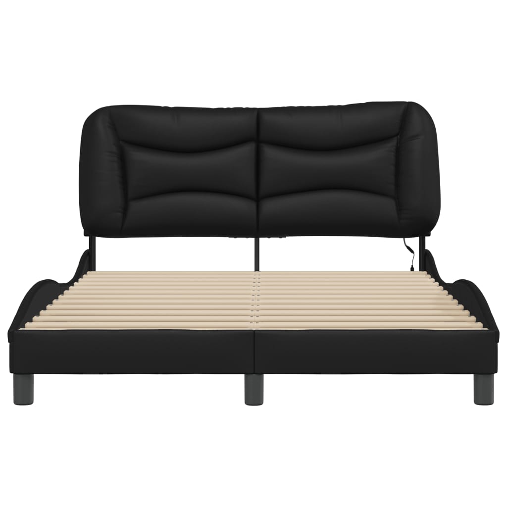 Bed Frame with LED without Mattress Black 120x200 cm