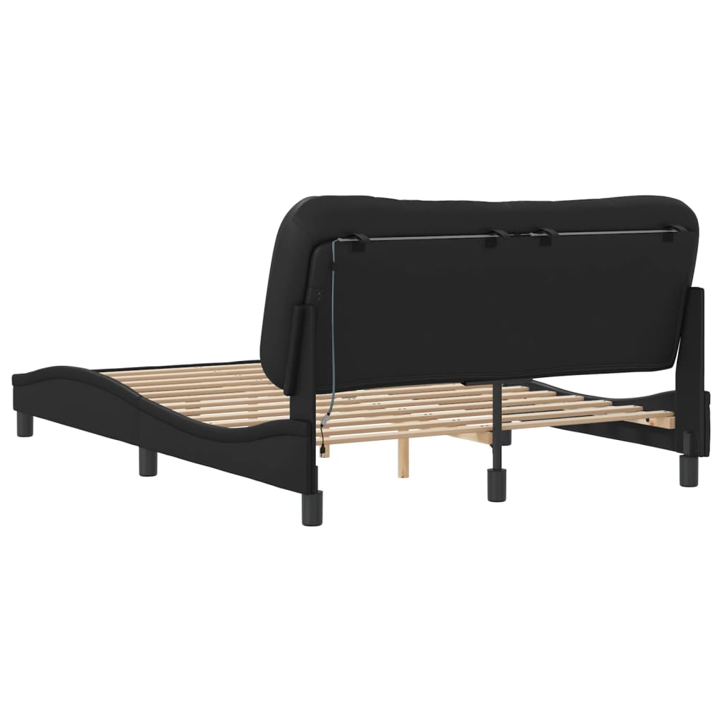 Bed Frame with LED without Mattress Black 120x200 cm