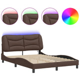 Bed Frame with LED without Mattress Brown 140x190 cm