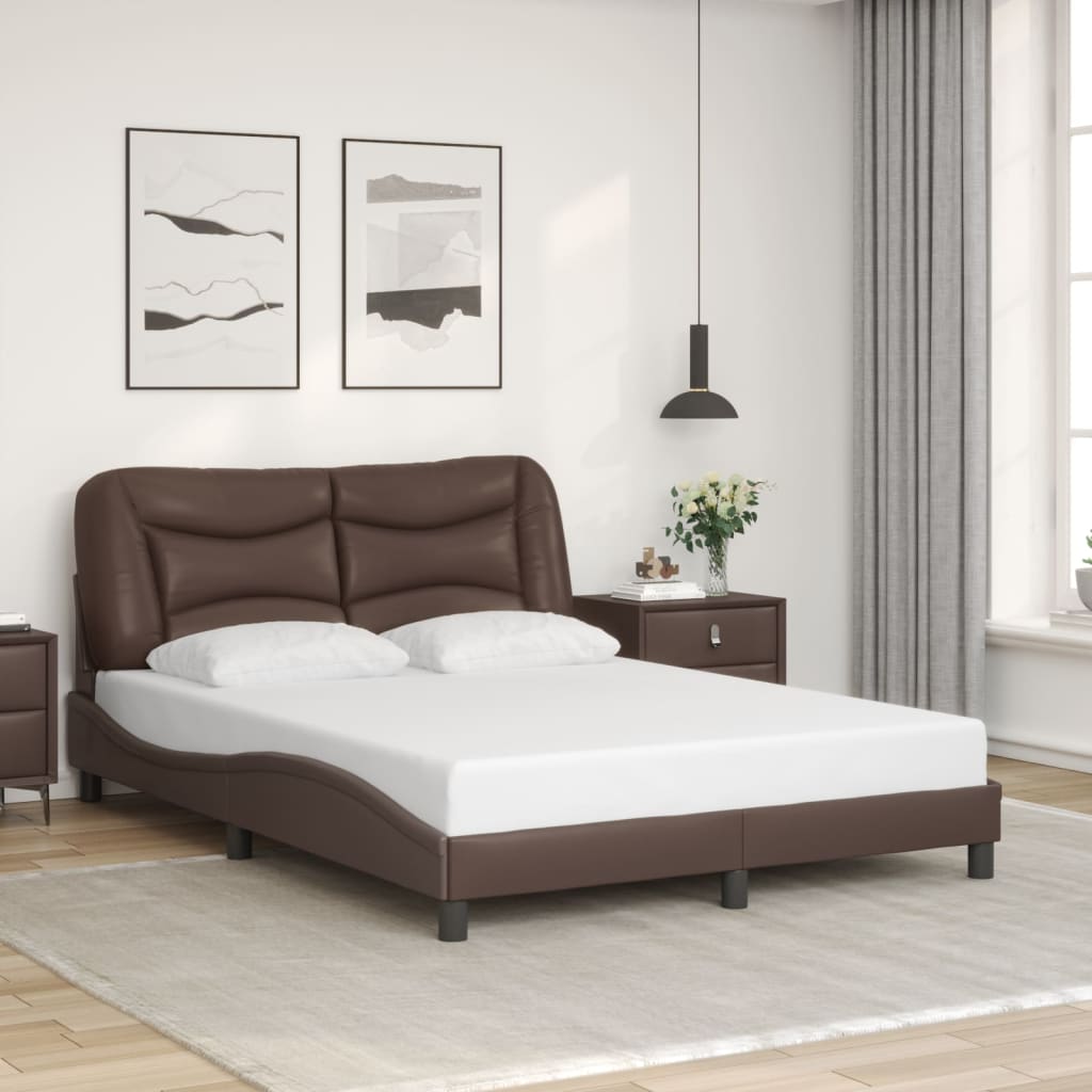 Bed Frame with LED without Mattress Brown 140x190 cm