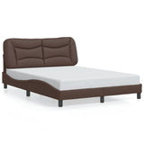 Bed Frame with LED without Mattress Brown 140x190 cm