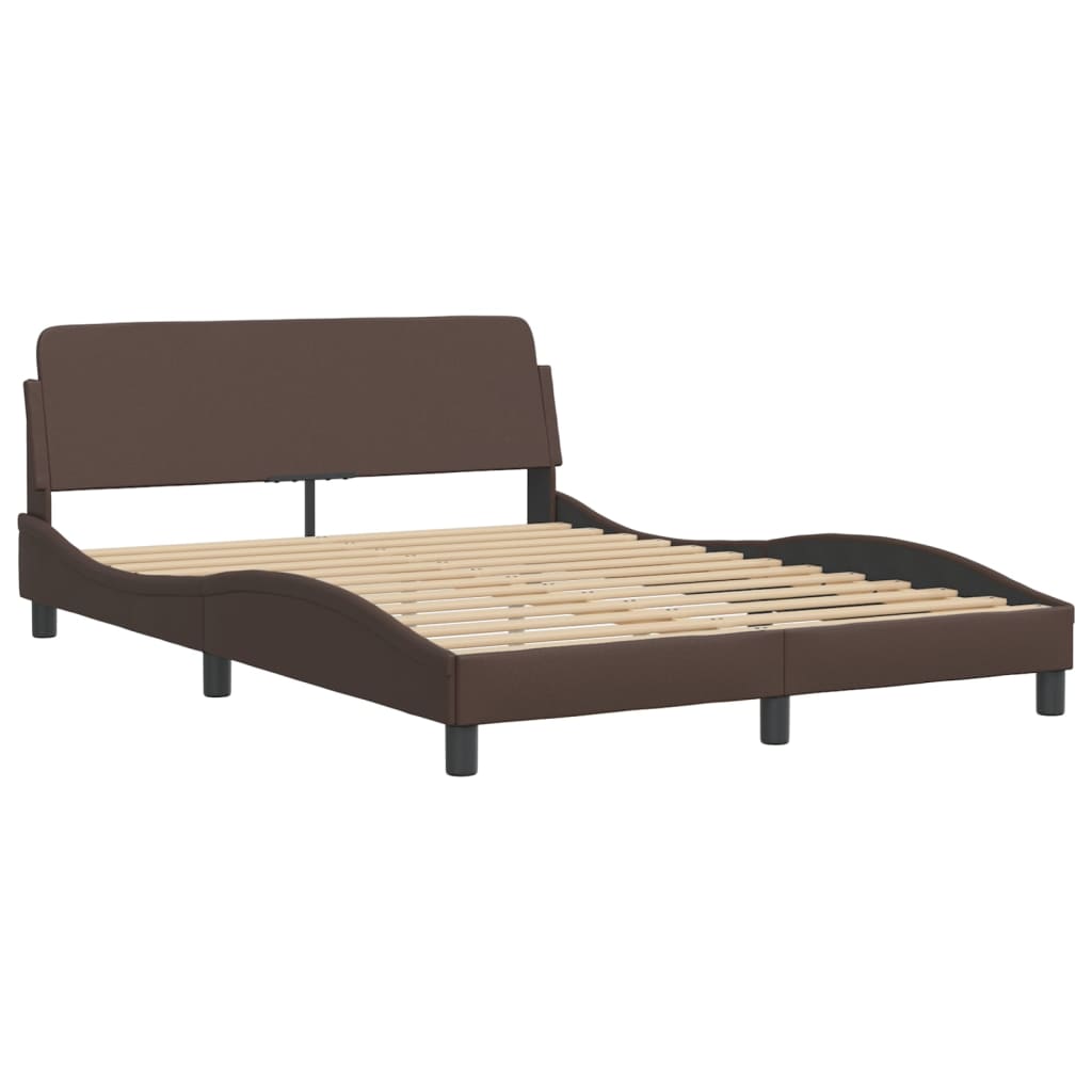 Bed Frame with LED without Mattress Brown 140x190 cm