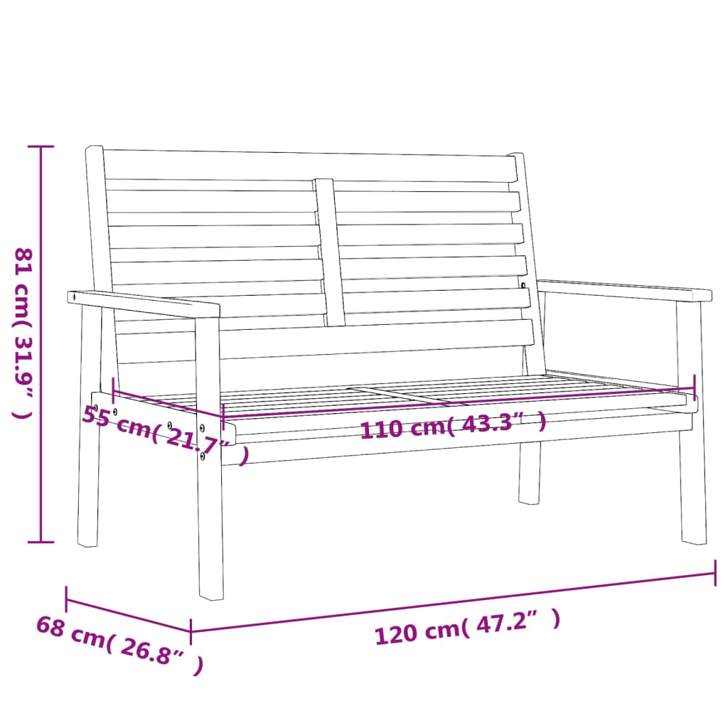 Garden Sofa Bench 120 cm Solid Wood Acacia