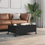  Coffee Table with Wheels Black 91x55x34 cm Engineered Wood