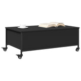  Coffee Table with Wheels Black 91x55x34 cm Engineered Wood