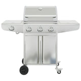 Gas BBQ Grill with 4 Burners Silver Stainless Steel