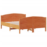 Bed Frame without Mattress Wax Brown 150x200 cm King Size Solid Wood Pine