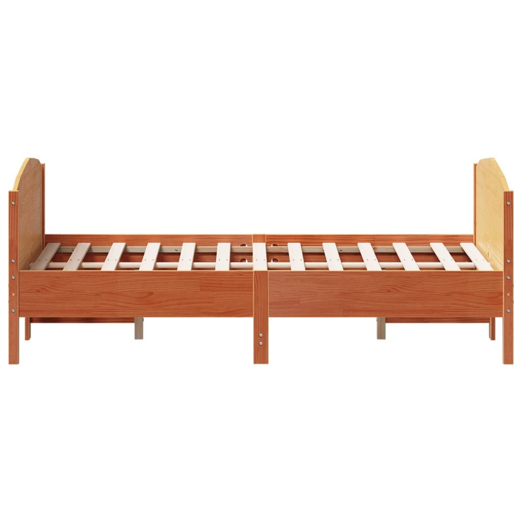 Bed Frame without Mattress Wax Brown 135x190 cm Double Solid Wood Pine