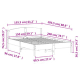 Bed Frame without Mattress 150x200 cm King Size Solid Wood Pine