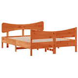 Bed Frame without Mattress Wax Brown 150x200 cm King Size Solid Wood Pine