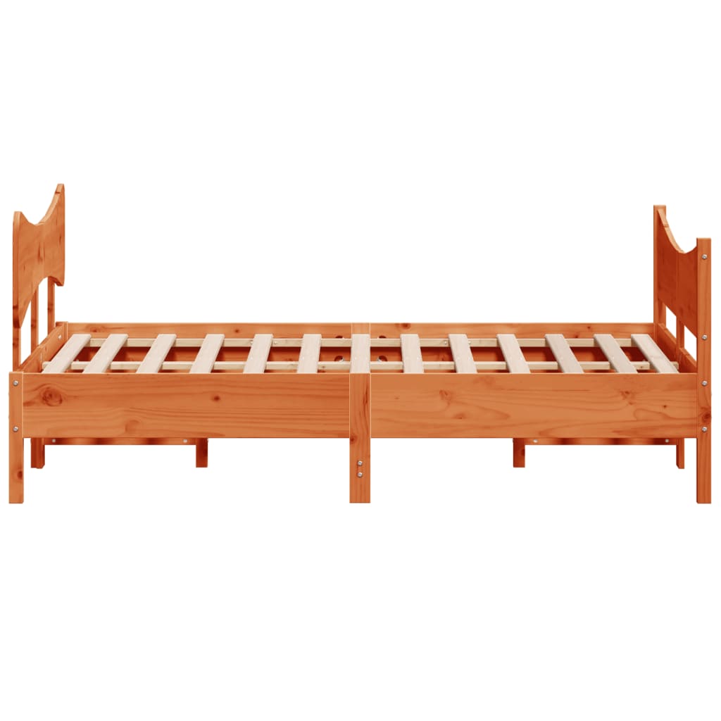 Bed Frame without Mattress Wax Brown 150x200 cm King Size Solid Wood Pine