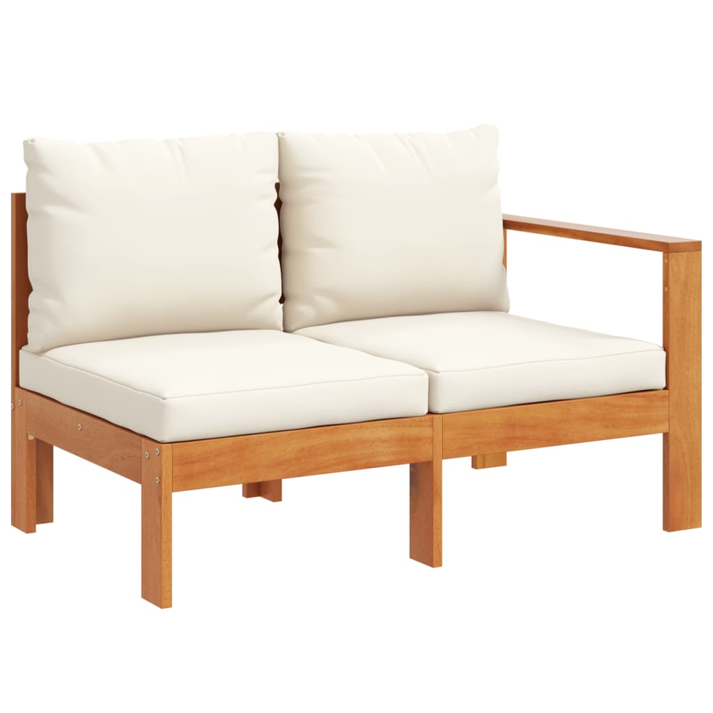 Garden Sofa with 1 Armrest 2-Seater Solid Wood Acacia