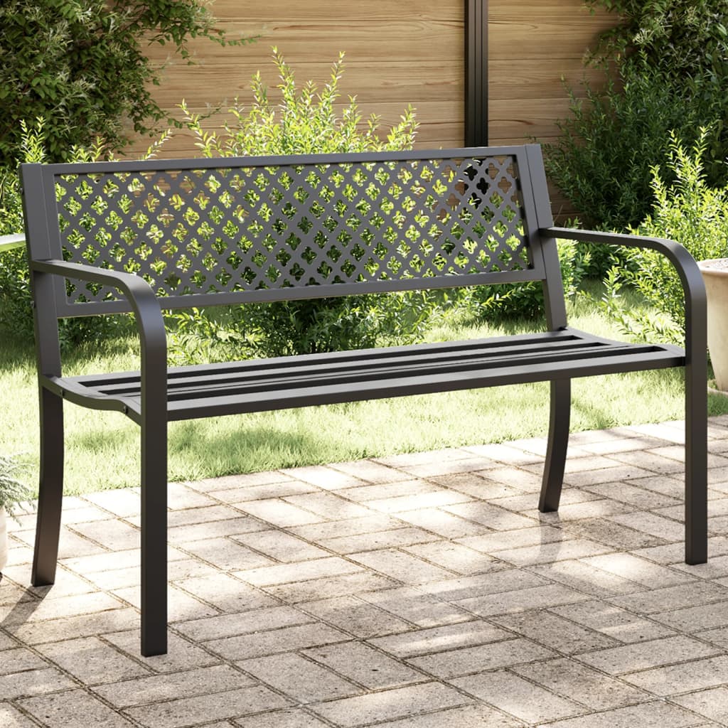 Garden Bench 119 cm Black Steel