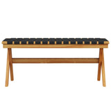 Garden Bench Black Solid Wood Acacia and Fabric