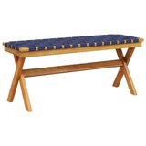 Garden Bench Dark Blue Solid Wood Acacia and Fabric