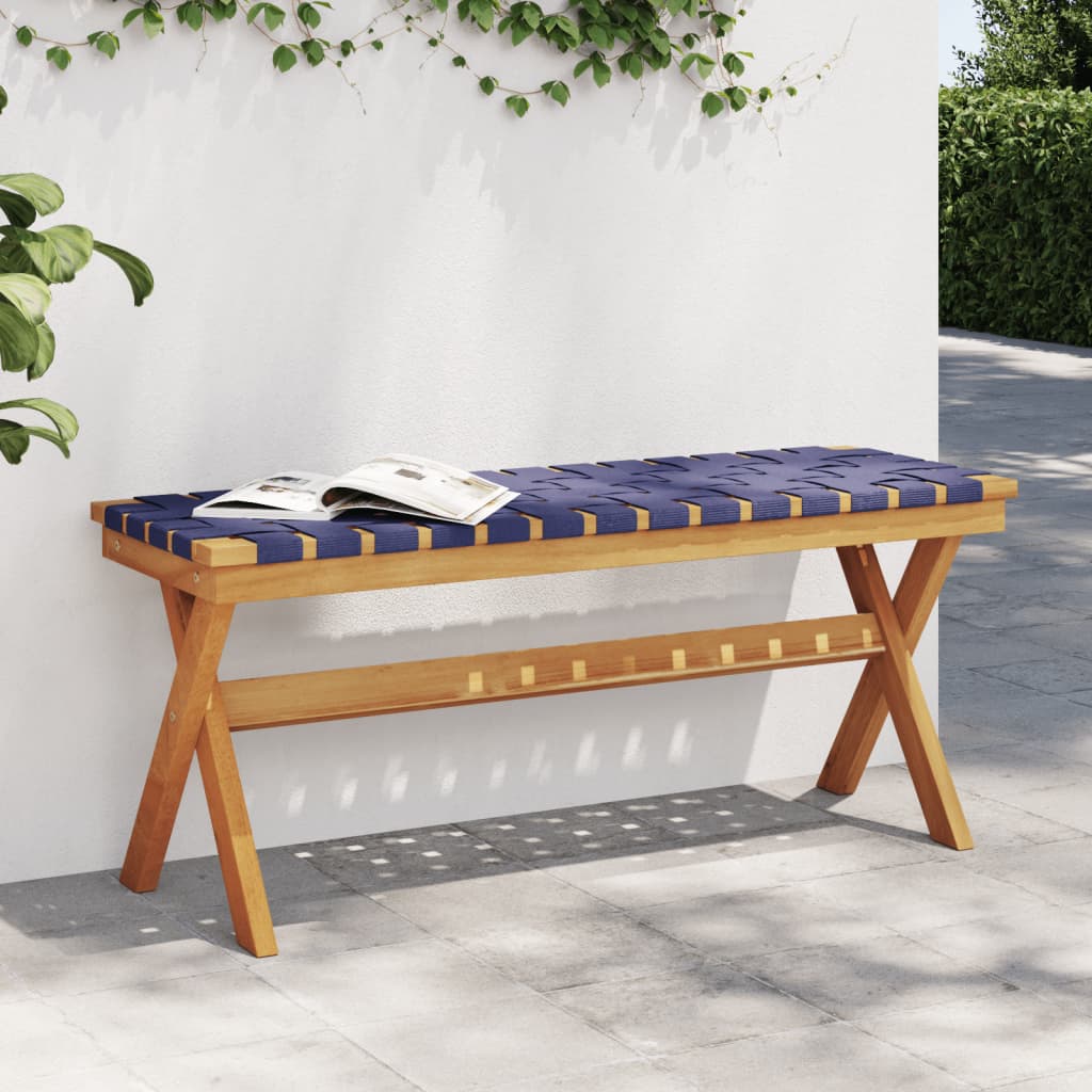 Garden Bench Dark Blue Solid Wood Acacia and Fabric