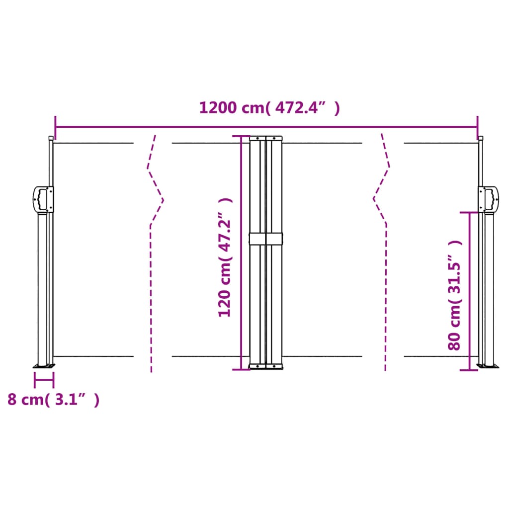 Retractable Side Awning Brown 120x1200 cm