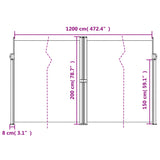 Retractable Side Awning Black 200x1200 cm