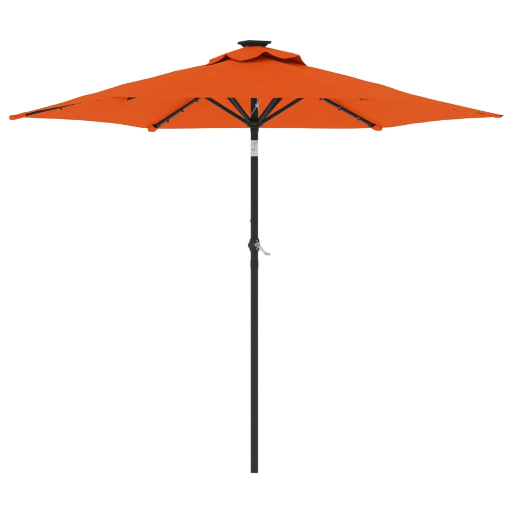 Garden Parasol with LEDs and Steel Pole Terracotta 225x225x212cm