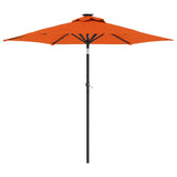 Garden Parasol with LEDs and Steel Pole Terracotta 225x225x212cm