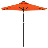 Garden Parasol with LEDs and Steel Pole Terracotta 225x225x212cm