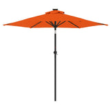 Garden Parasol with LEDs and Steel Pole Terracotta 225x225x212cm