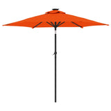 Garden Parasol with LEDs and Steel Pole Terracotta 225x225x212cm