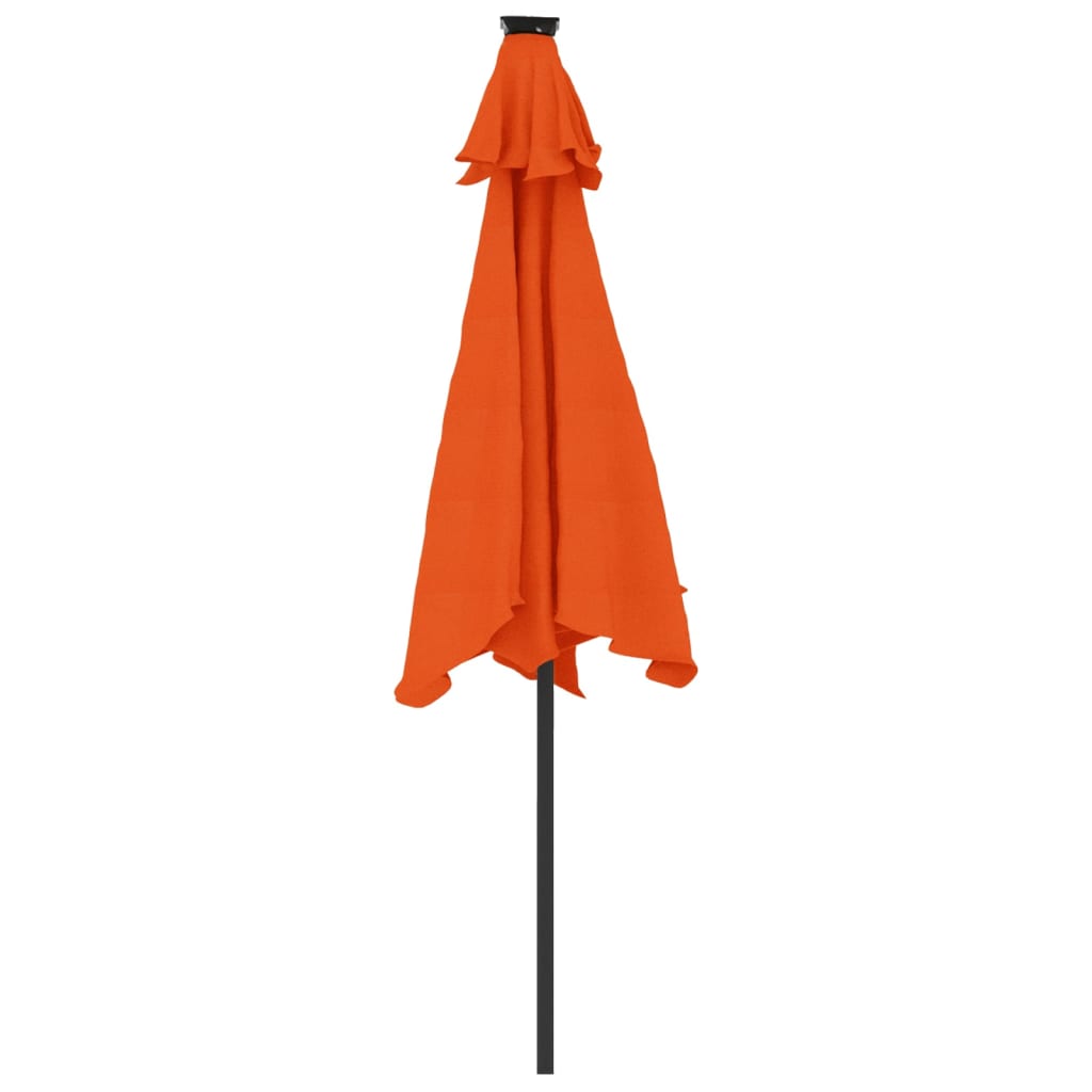 Garden Parasol with LEDs and Steel Pole Terracotta 225x225x212cm