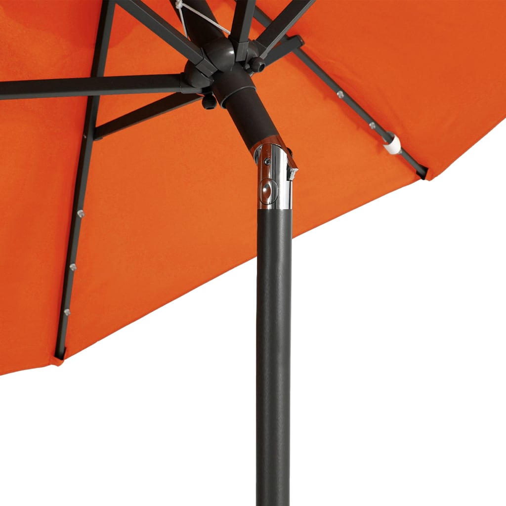 Garden Parasol with LEDs and Steel Pole Terracotta 225x225x212cm