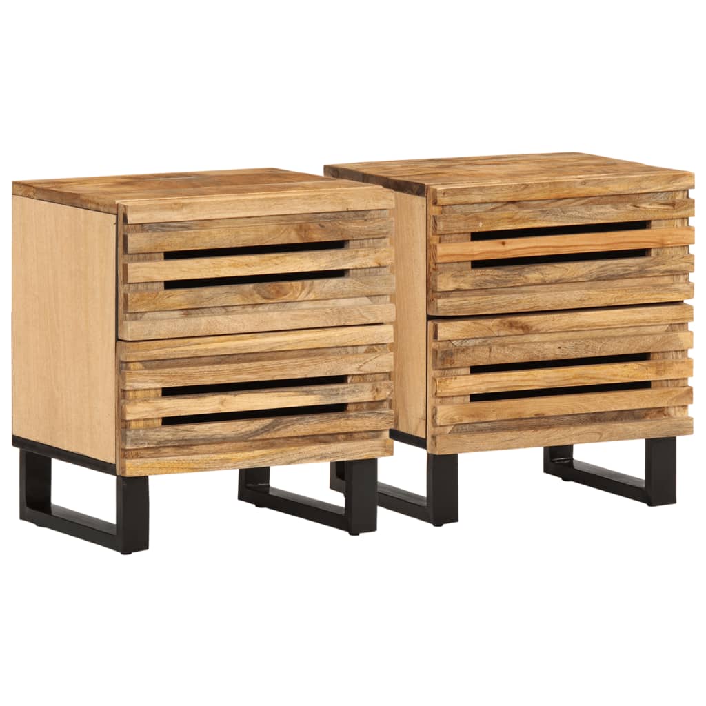 Bedside Cabinets 2 pcs 40x34x46 cm Solid Wood Rough Mango