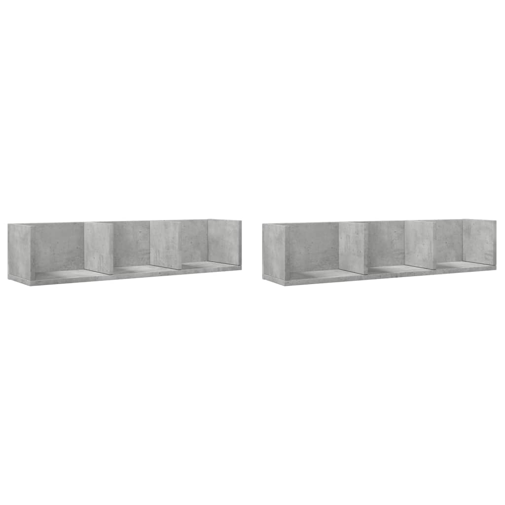 Wall Cabinets 2 pcs Concrete Grey 75x18x16.5 cm Engineered Wood